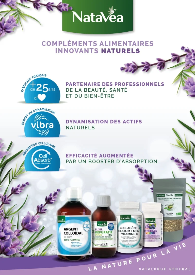 Couverture catalogue NataVéa — gamme de compléments alimentaires naturels, élixirs bio et produits signature