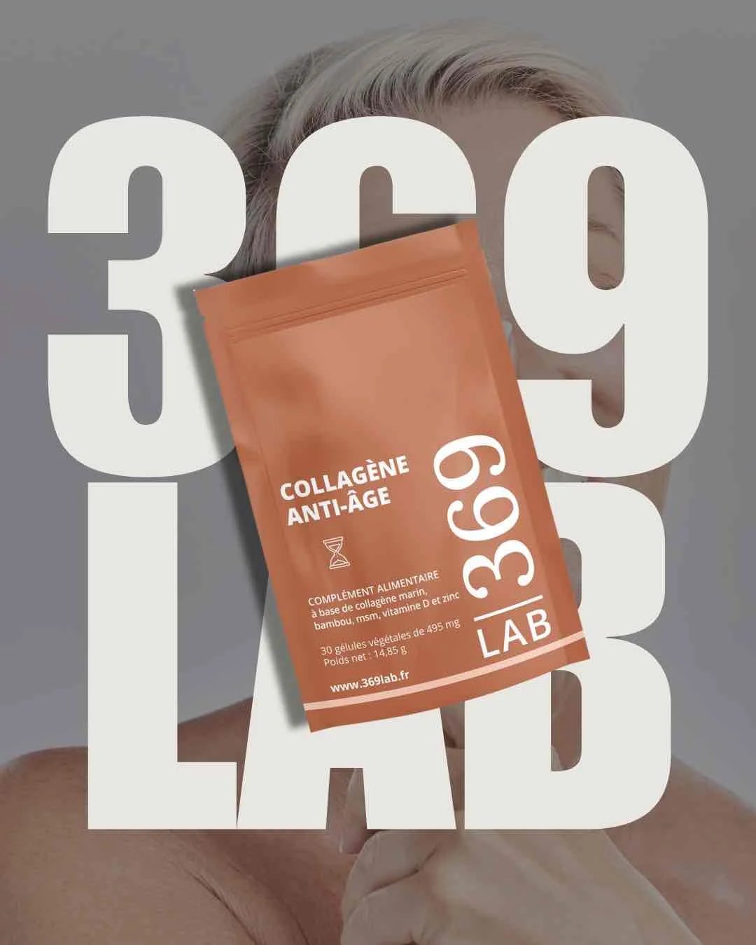 369 Lab — visuel éditorial Peau Lumineuse, complément alimentaire beauté de la peau